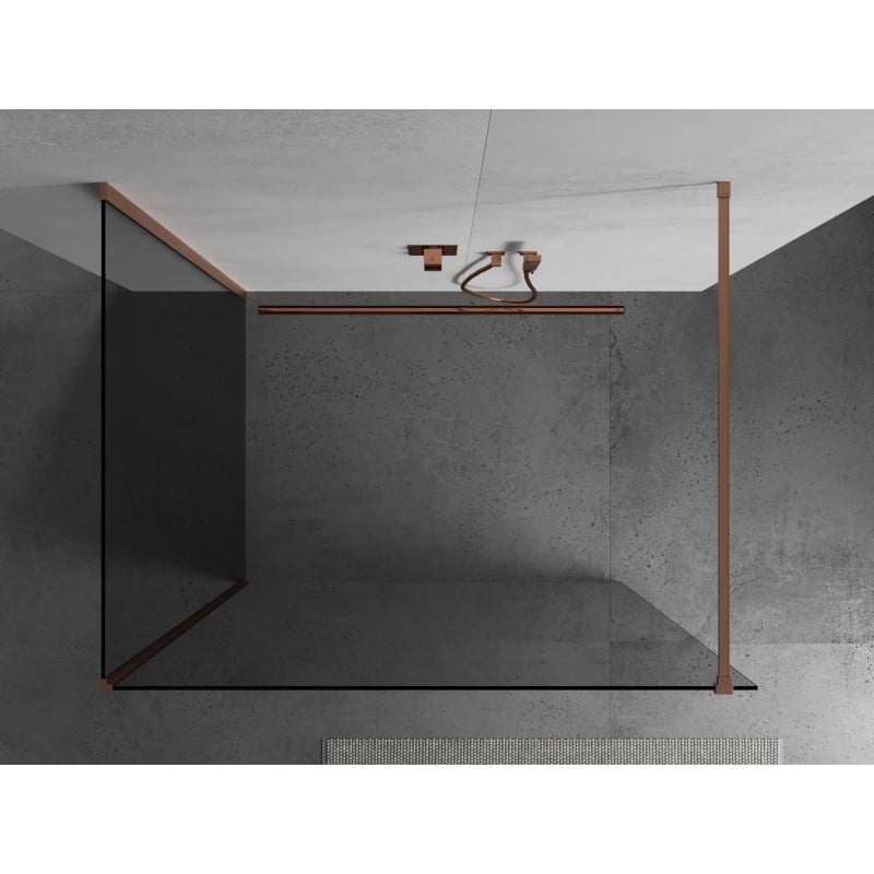 Mexen Kioto perete de duș Walk-in 125 x 70 cm, transparent, cupru periat - 800-125-212-65-00-070