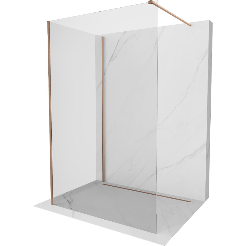 Mexen Kioto Walk-in zuhanyfal 130 x 90 cm, átlátszó, selyem matt réz - 800-130-212-65-00-090