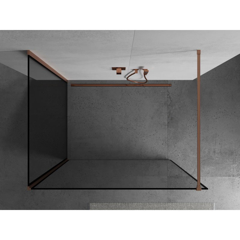 Mexen Kioto perete de duș Walk-in 120 x 70 cm, cadru negru, cupru periat - 800-120-212-65-70-070