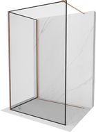 Mexen Kioto perete de duș Walk-in 130 x 80 cm, ramă neagră, cupru periat - 800-130-212-65-70-080