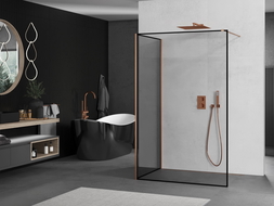 Mexen Kioto panou de duș Walk-in 120 x 80 cm, cadru negru, cupru periat - 800-120-212-65-70-080
