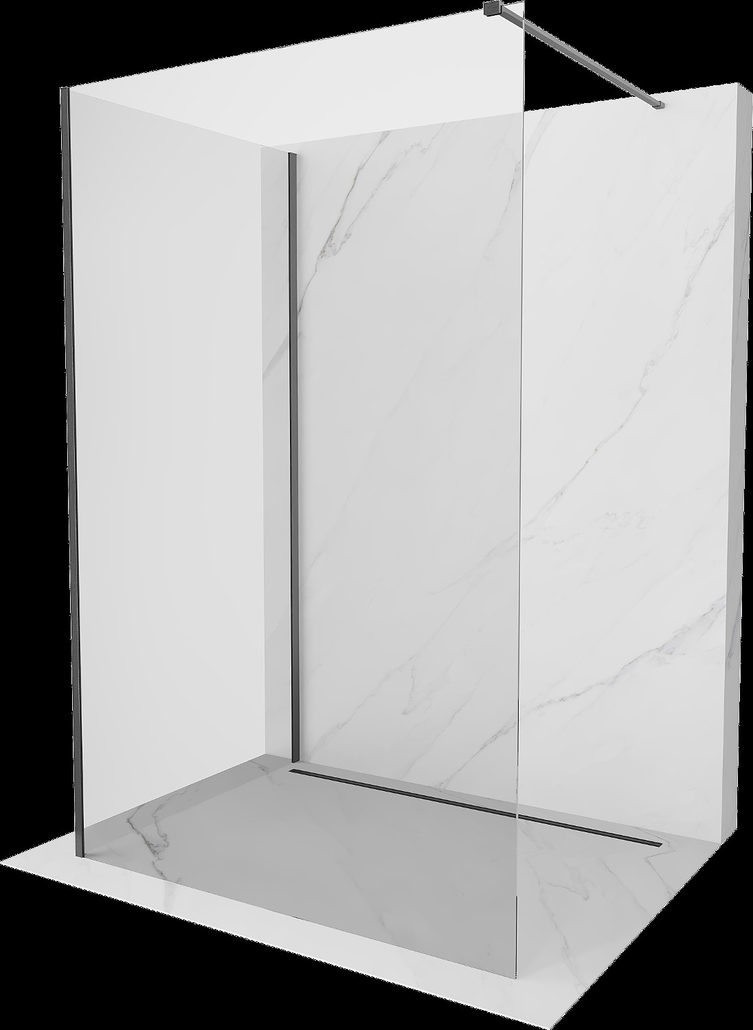 Mexen Kioto panou de duș Walk-in 110 x 75 cm, transparent, gri metalizat periat - 800-110-212-66-00-075