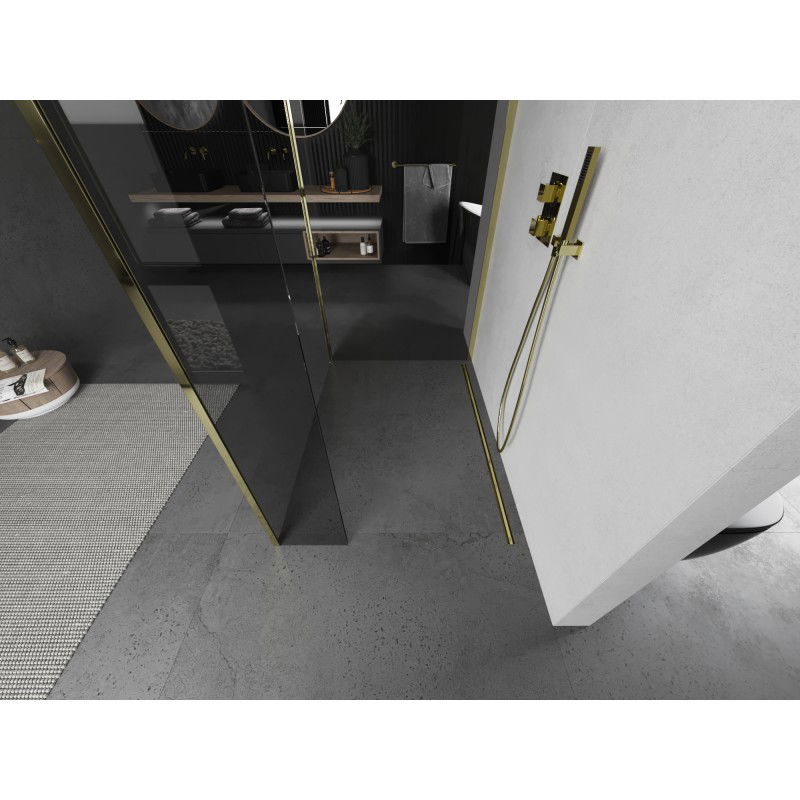 Mexen Kioto zuhanyfal Walk-in 110 x 85 x 30 cm, átlátszó, arany - 800-110-085-221-50-00-030