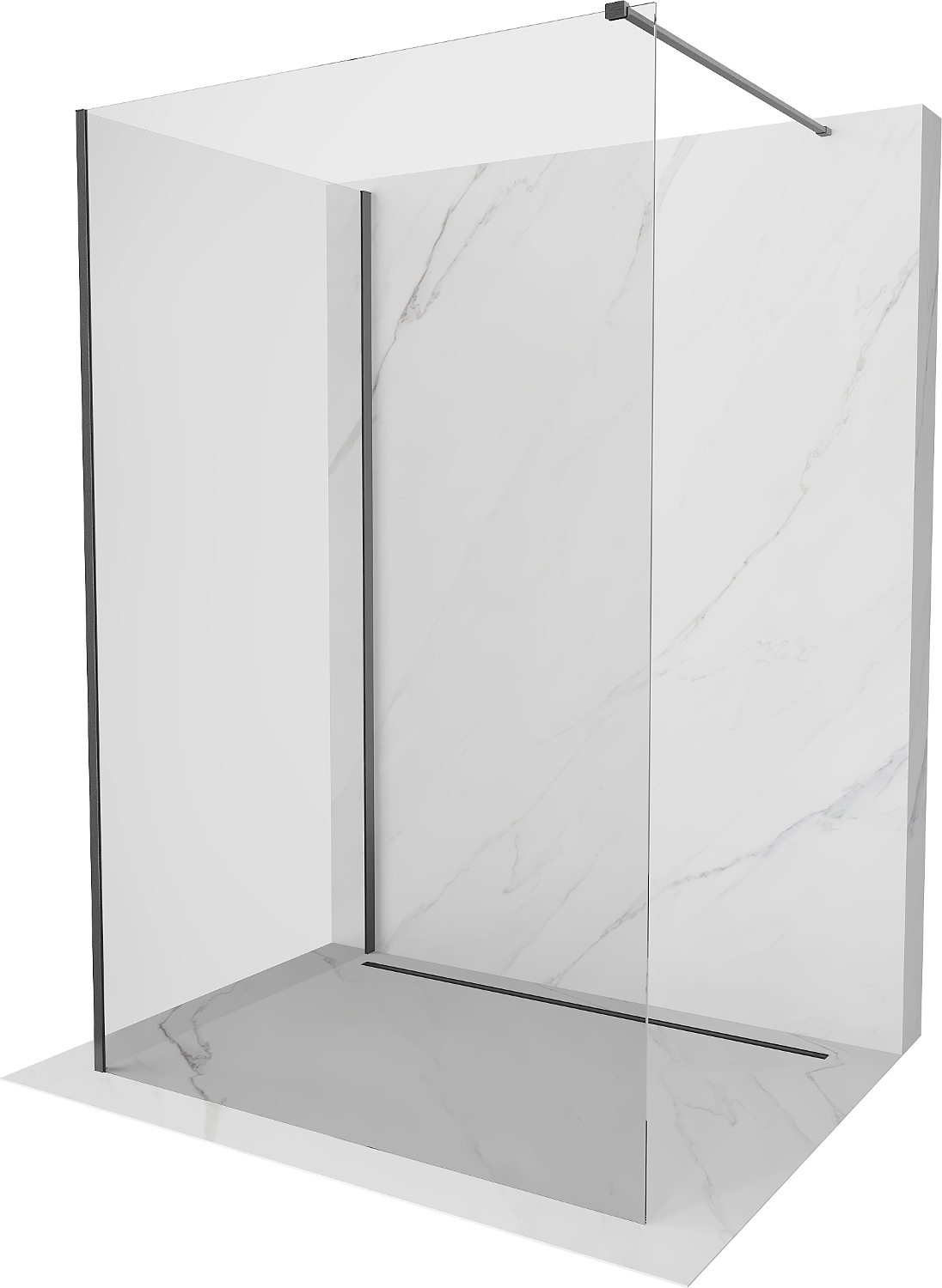 Mexen Kioto dulap de duș Walk-in 135 x 80 cm, transparent, gri armat - 800-135-212-66-00-080