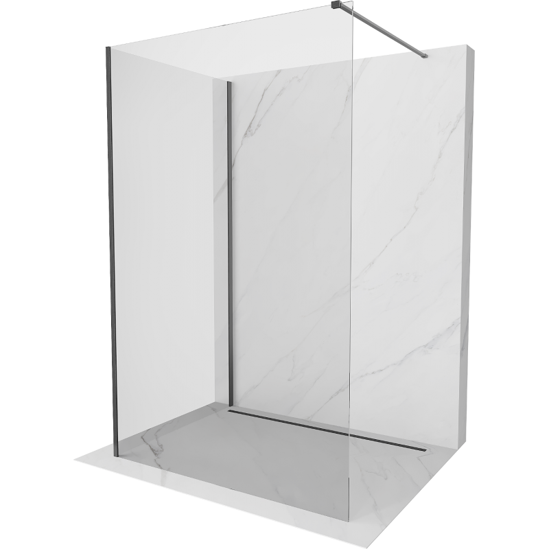 Mexen Kioto perete de duş Walk-in 140 x 95 cm, transparent, gri mitralieră periat - 800-140-212-66-00-095