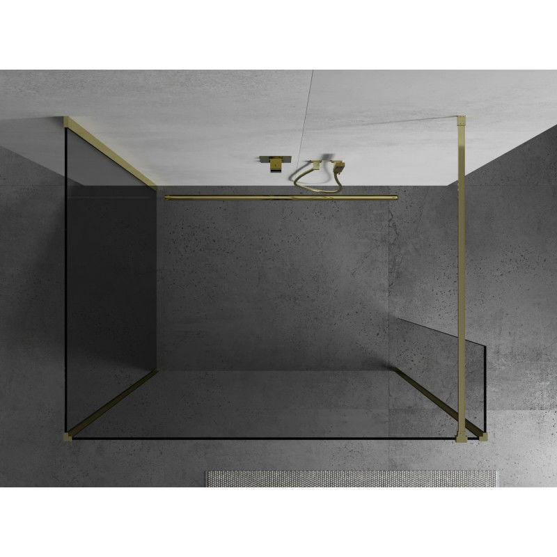 Mexen Kioto pereți de duș Walk-in 140 x 115 x 30 cm, transparent, auriu - 800-140-115-221-50-00-030