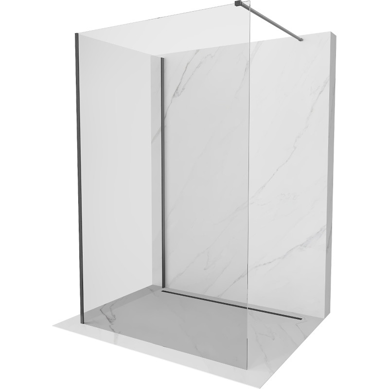 Mexen Kioto Walk-in zuhanyfal 130 x 120 cm, átlátszó, pisztolyszürke kefélt - 800-130-212-66-00-120