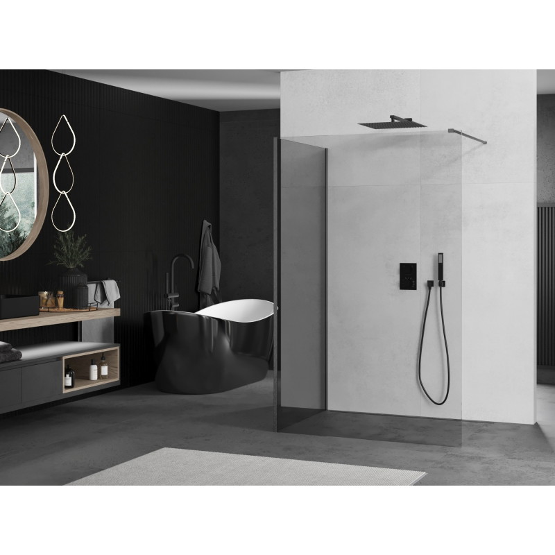 Mexen Kioto Walk-in zuhanyfal 130 x 120 cm, átlátszó, pisztolyszürke kefélt - 800-130-212-66-00-120
