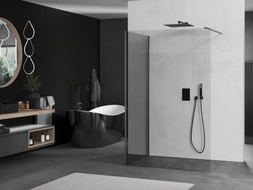 Mexen Kioto Walk-in zuhanyfal 130 x 120 cm, átlátszó, pisztolyszürke kefélt - 800-130-212-66-00-120