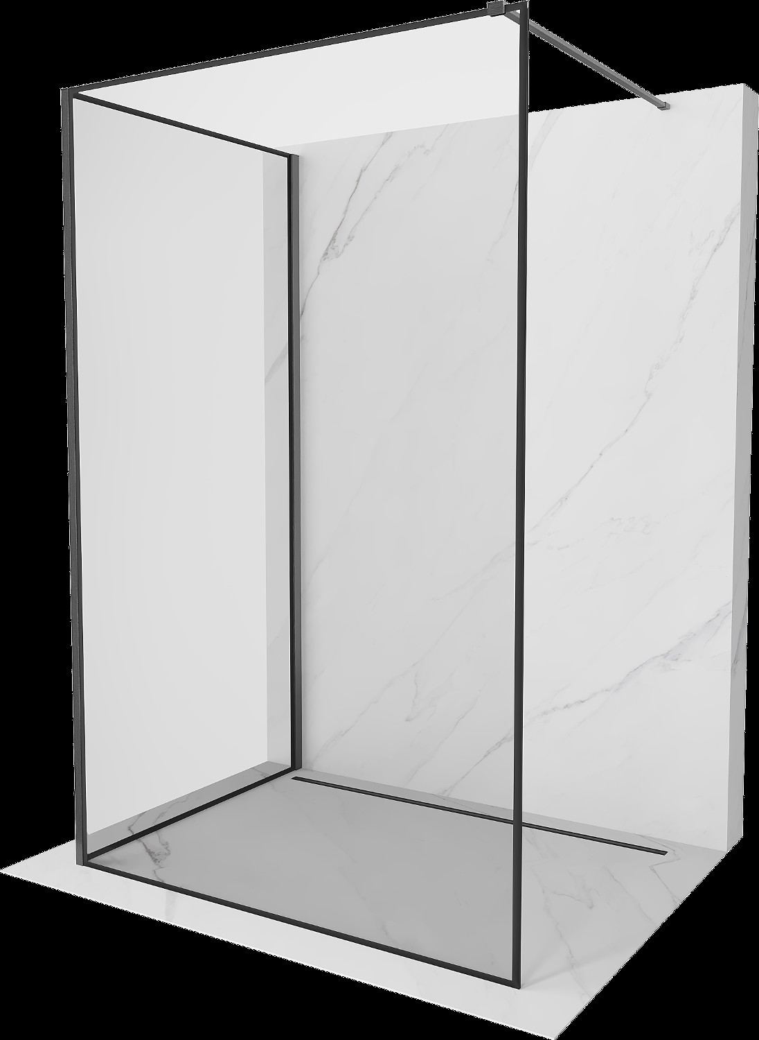 Mexen Kioto perete dus Walk-in 140 x 110 cm, model negru, gri armat periat - 800-140-212-66-70-110