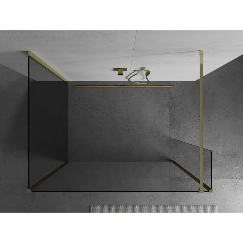 Mexen Kioto perete de duș Walk-in 115 x 90 x 40 cm, transparent, auriu - 800-115-090-221-50-00-040