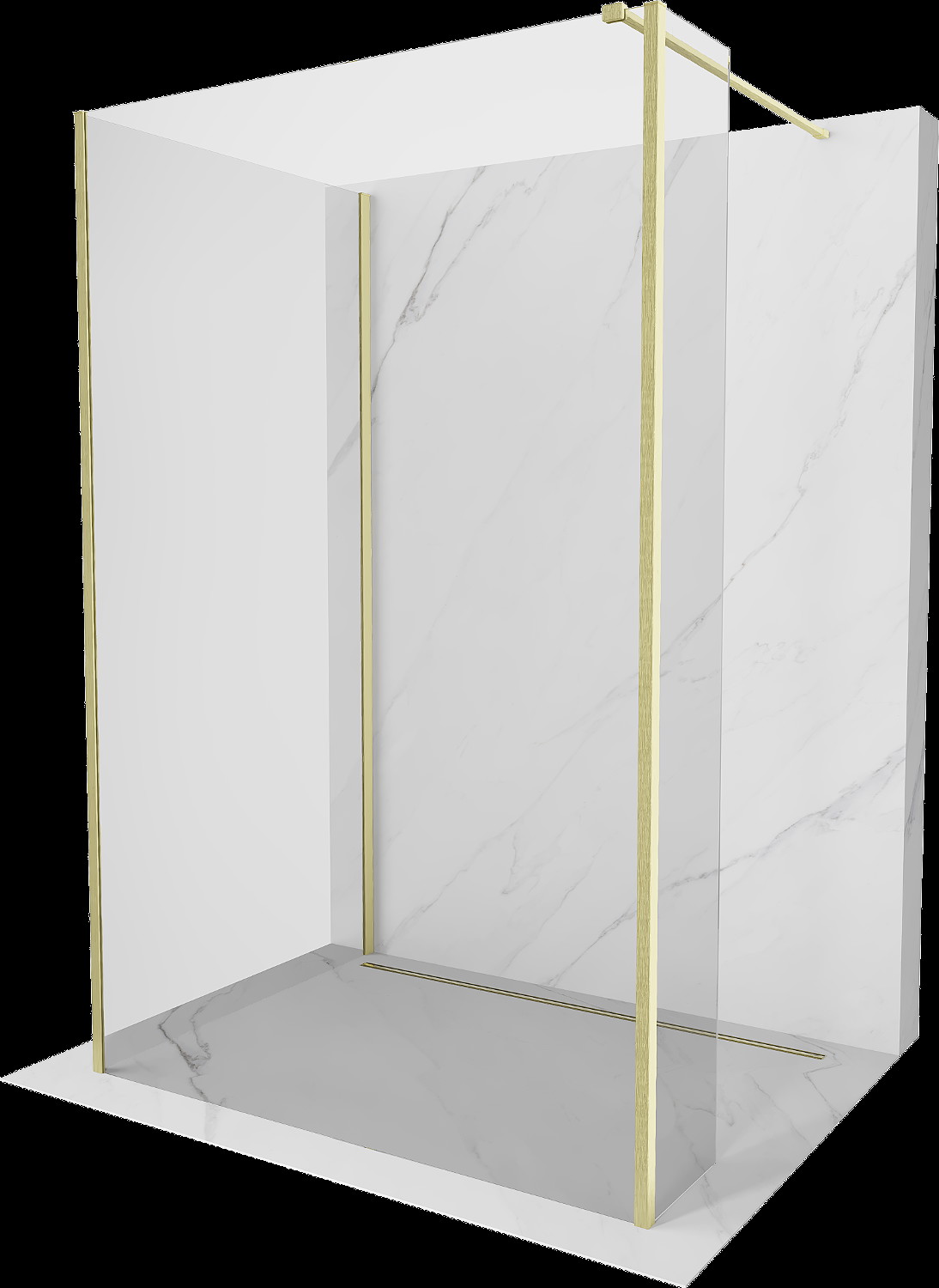 Mexen Kioto panou de duș Walk-in 120 x 70 x 30 cm, transparent, finisaj auriu periat - 800-120-070-221-55-00-030