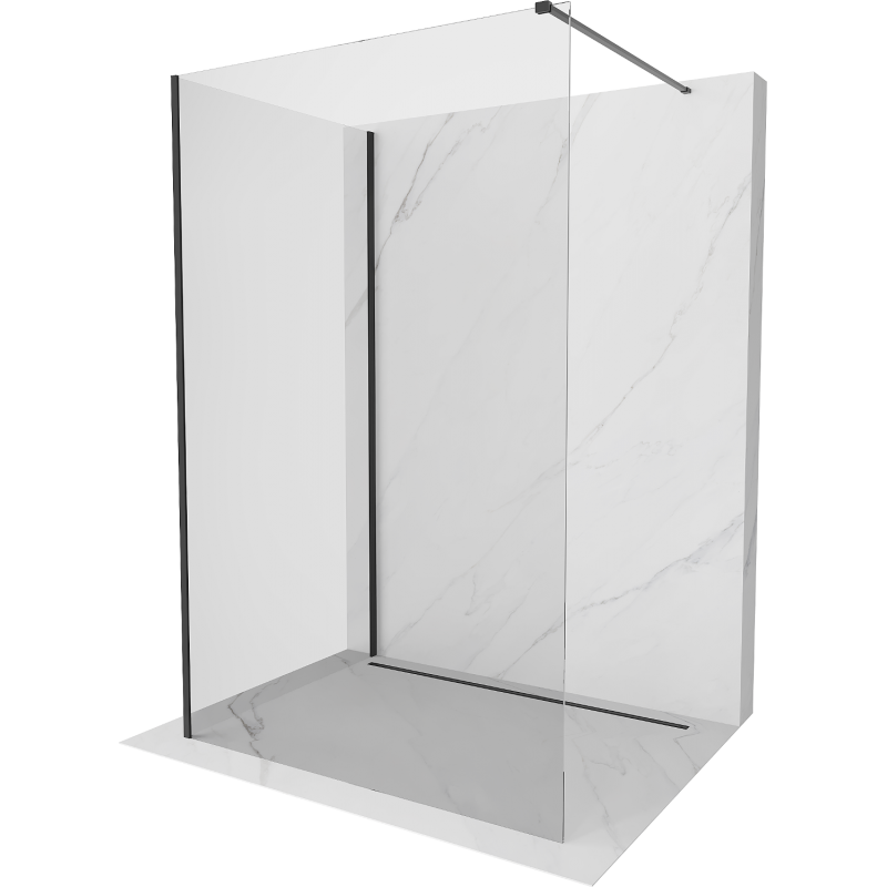 Mexen Kioto paravan de duș Walk-in 125 x 70 cm, transparent, negru - 800-125-212-70-00-070