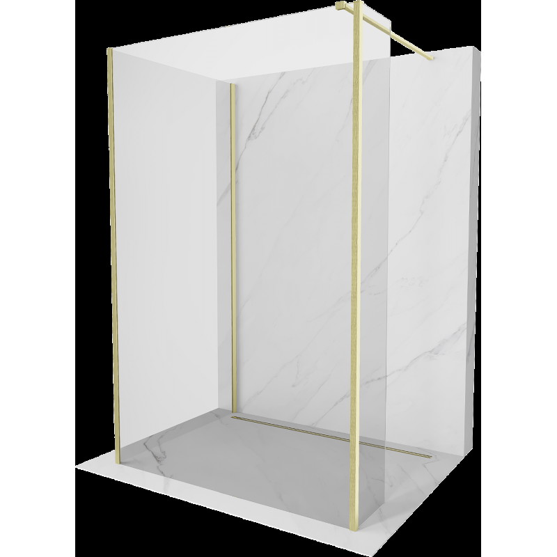 Mexen Kioto perete duș Walk-in 130 x 80 x 30 cm, transparent, aurie periată - 800-130-080-221-55-00-030