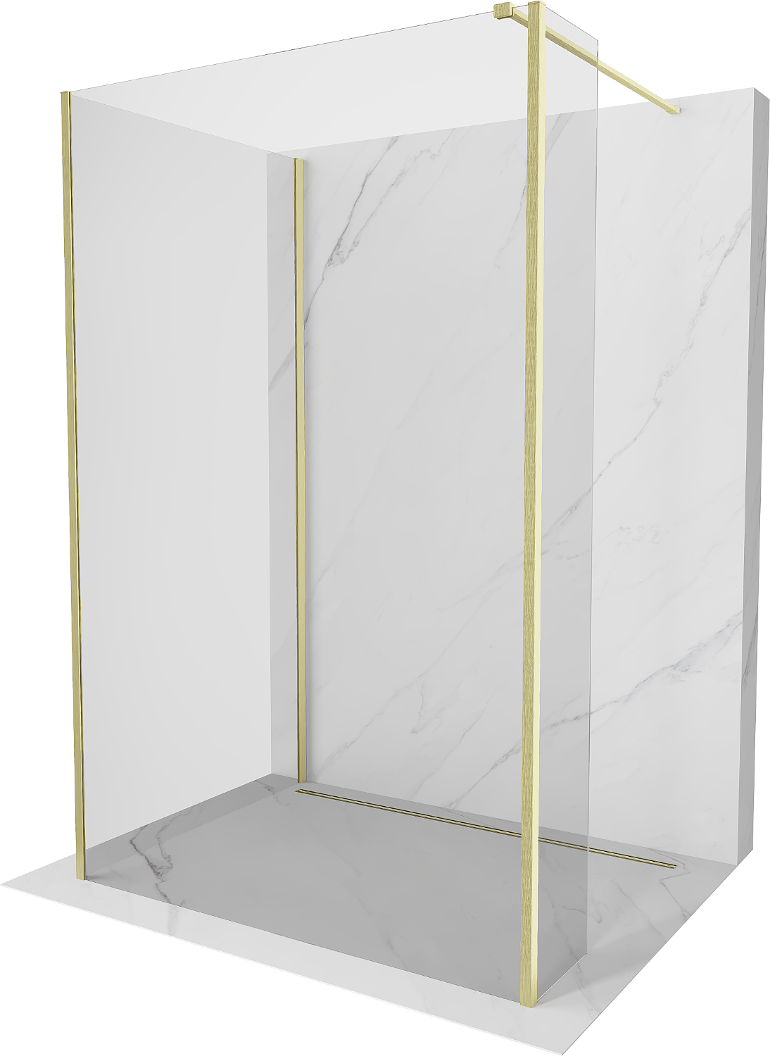 Mexen Kioto panou de duș Walk-in 140 x 85 x 30 cm, transparent, aur lustruit - 800-140-085-221-55-00-030