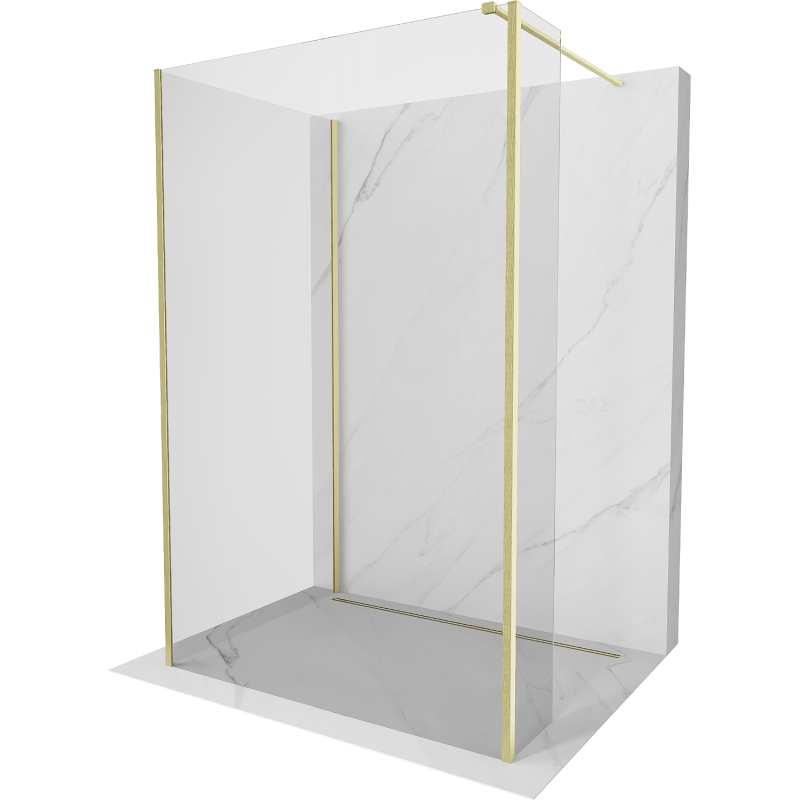 Mexen Kioto perete duș Walk-in 135 x 90 x 30 cm, transparent, auriu periat - 800-135-090-221-55-00-030