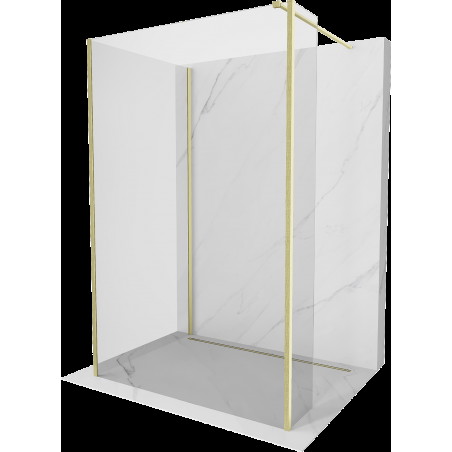 Mexen Kioto perete de duș Walk-in 95 x 90 x 30 cm, transparent, aurită periată - 800-095-090-221-55-00-030