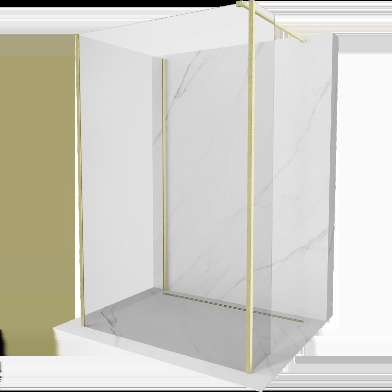 Mexen Kioto panou duş Walk-in 130 x 100 x 30 cm, transparent, finisaj auriu periat - 800-130-100-221-55-00-030