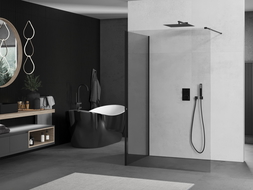Mexen Kioto perete duș Walk-in 120 x 100 cm, transparent, negru - 800-120-212-70-00-100