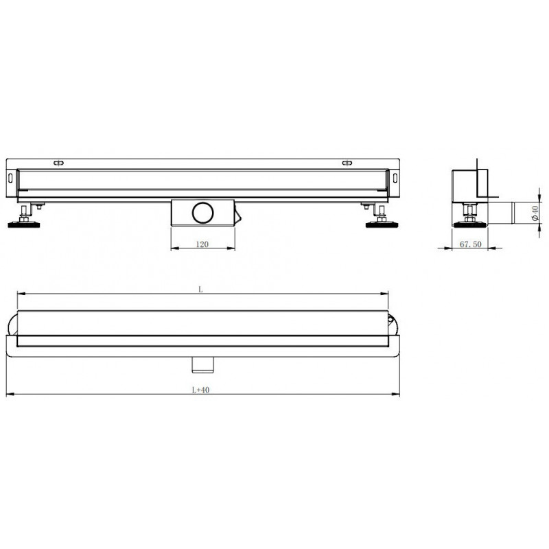 Mexen Flat Wall 2 az 1-ben fali vonalmenti lefolyó 120 cm, fekete - 1730120