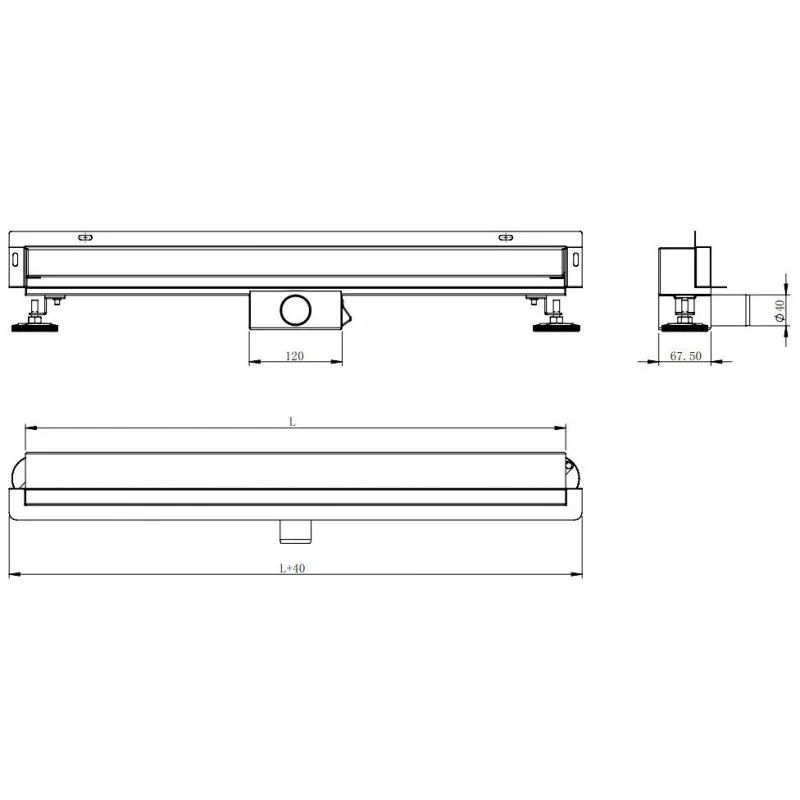 Mexen Flat Wall fali belső vonalmentén 2 az 1-ben 120 cm, fekete - 1730120