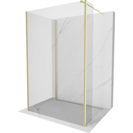 Mexen Kioto perete de duș Walk-in 125 x 70 x 40 cm, transparent, finisaj auriu periat - 800-125-070-221-55-00-040