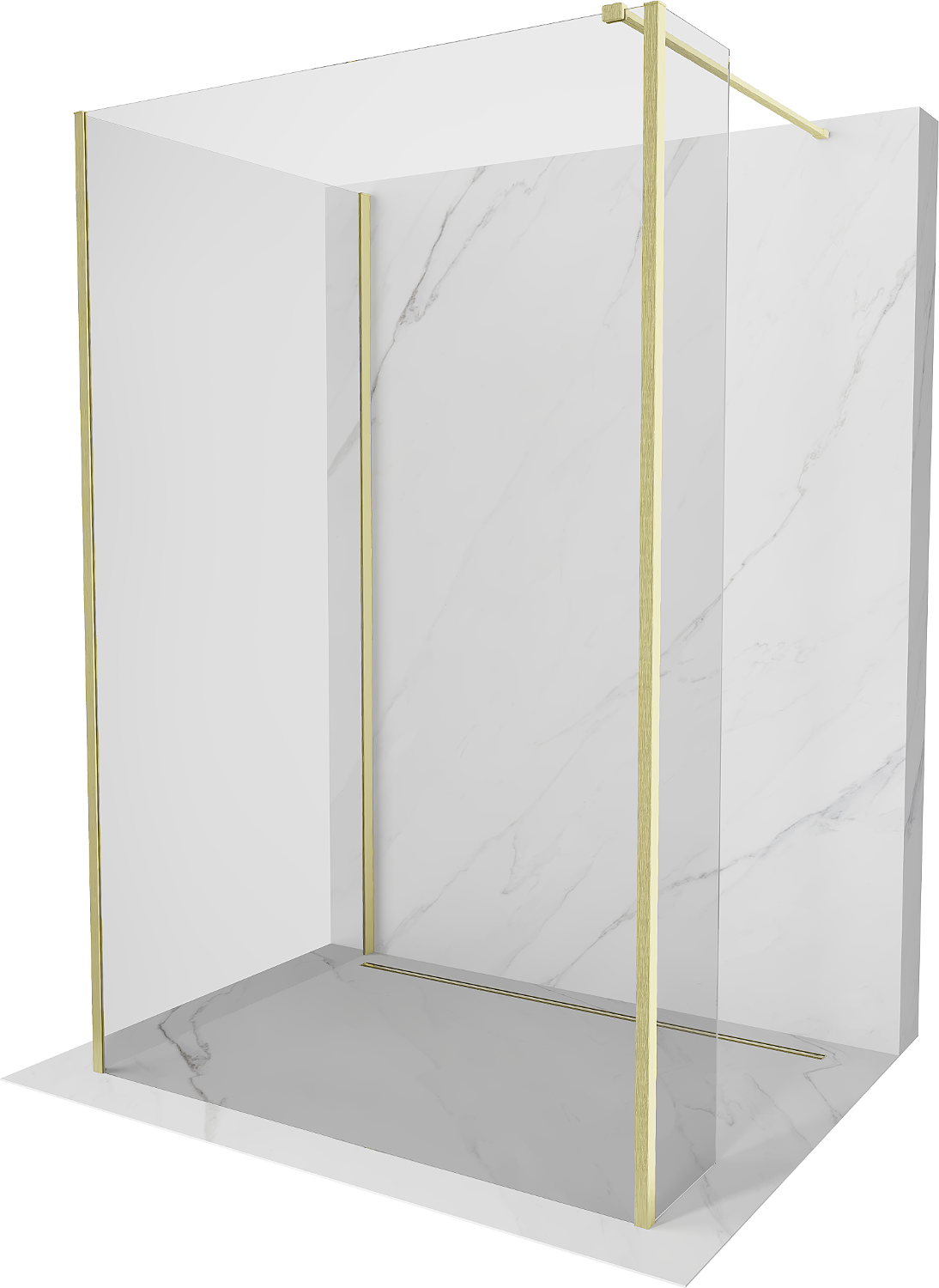 Mexen Kioto paravan de duș Walk-in 110 x 80 x 40 cm, transparent, finisaj auriu periat - 800-110-080-221-55-00-040