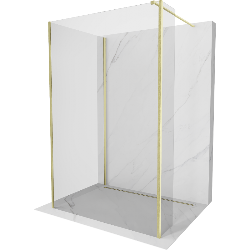 Mexen Kioto perete de duș Walk-in 135 x 80 x 40 cm, transparent, aur lustruit - 800-135-080-221-55-00-040