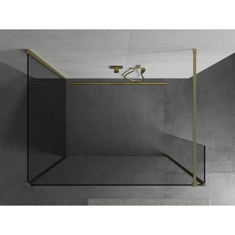 Mexen Kioto paravan de duș Walk-in 140 x 80 x 40 cm, transparent, auriu periat - 800-140-080-221-55-00-040