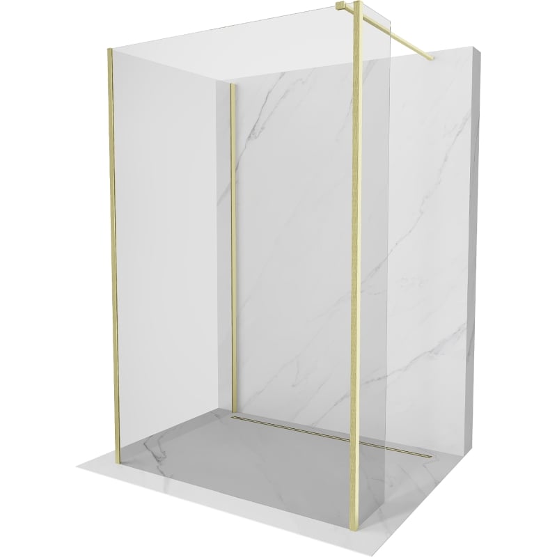 Mexen Kioto Walk-in zuhanyfal 130 x 105 x 40 cm, átlátszó, arany szálcsiszolt - 800-130-105-221-55-00-040