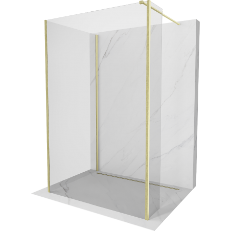 Mexen Kioto Walk-in zuhanyfal 130 x 105 x 40 cm, átlátszó, arany szálcsiszolt - 800-130-105-221-55-00-040