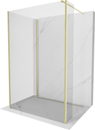 Mexen Kioto Walk-in zuhanyfal 130 x 105 x 40 cm, átlátszó, arany szálcsiszolt - 800-130-105-221-55-00-040