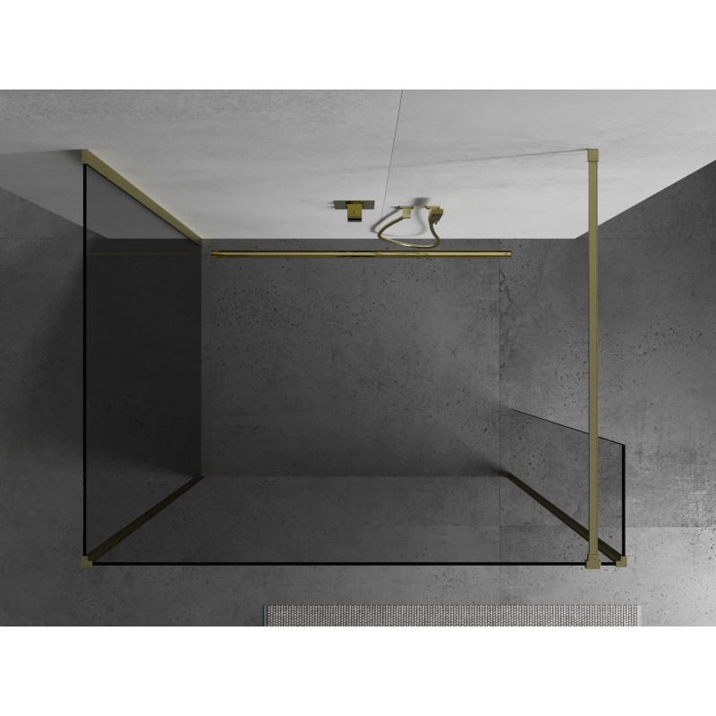 Mexen Kioto Walk-in zuhanyfal 130 x 105 x 40 cm, átlátszó, arany szálcsiszolt - 800-130-105-221-55-00-040