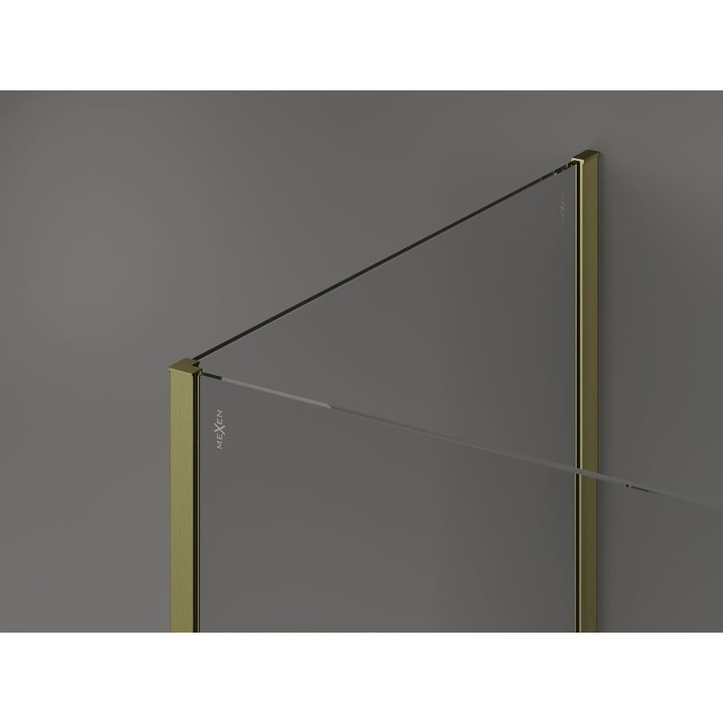 Mexen Kioto Walk-in zuhanyfal 130 x 105 x 40 cm, átlátszó, arany szálcsiszolt - 800-130-105-221-55-00-040