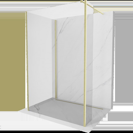 Mexen Kioto perete de duș Walk-in 120 x 120 x 40 cm, transparent, finisaj auriu periat - 800-120-120-221-55-00-040