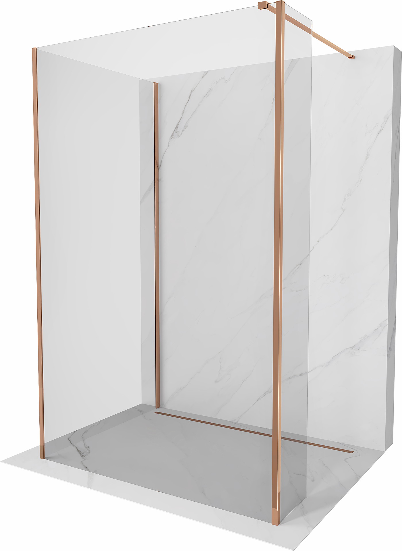 Mexen Kioto panou de duș Walk-in 90 x 70 x 30 cm, transparent, aur roz - 800-090-070-221-60-00-030