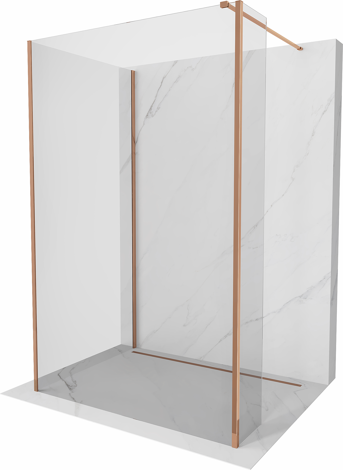 Mexen Kioto versiunea Walk-in 90 x 75 x 30 cm, transparent, aur roz - 800-090-075-221-60-00-030