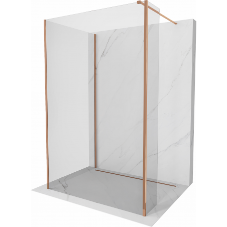 Mexen Kioto perete de duș Walk-in 130 x 75 x 30 cm, transparent, aur roz - 800-130-075-221-60-00-030