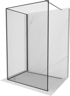 Mexen Kioto perete de duș Walk-in 100 x 70 cm, ramă neagră, gun metal - 800-100-212-95-70-070