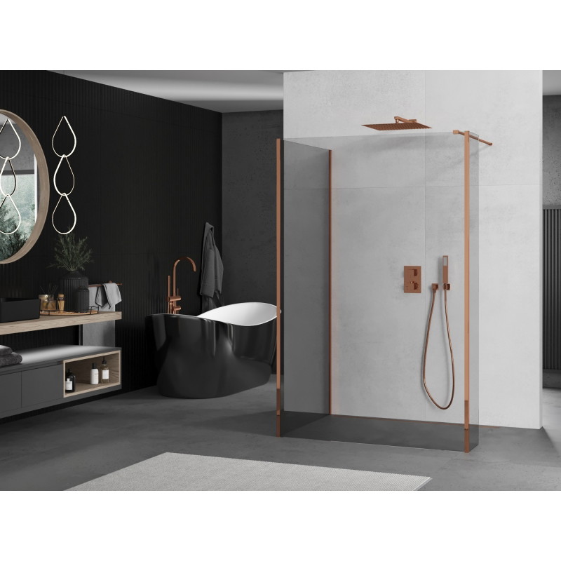 Mexen Kioto Walk-in zuhanyfal 100 x 95 x 30 cm, átlátszó, rózsaarany - 800-100-095-221-60-00-030