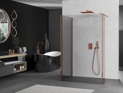 Mexen Kioto Walk-in zuhanyfal 100 x 95 x 30 cm, átlátszó, rózsaarany - 800-100-095-221-60-00-030