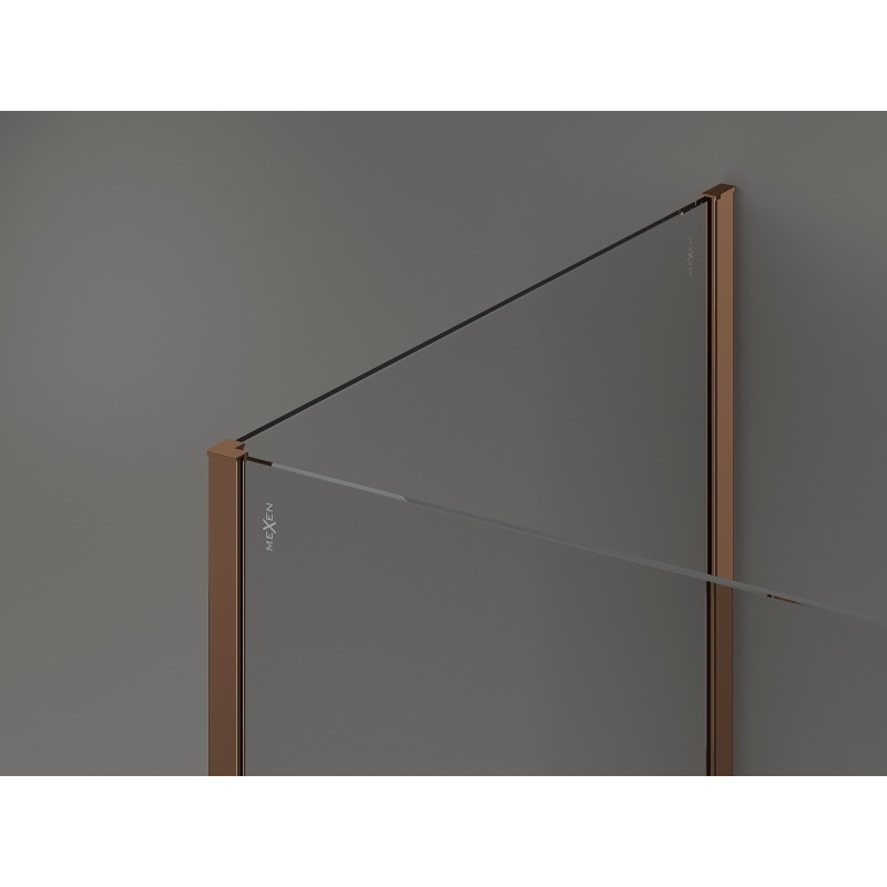 Mexen Kioto Walk-in zuhanyfal 100 x 95 x 30 cm, átlátszó, rózsaarany - 800-100-095-221-60-00-030