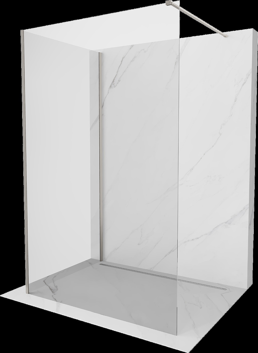 Mexen Kioto paravan de duş Walk-in 125 x 80 cm, transparent, nichel periat - 800-125-212-97-00-080