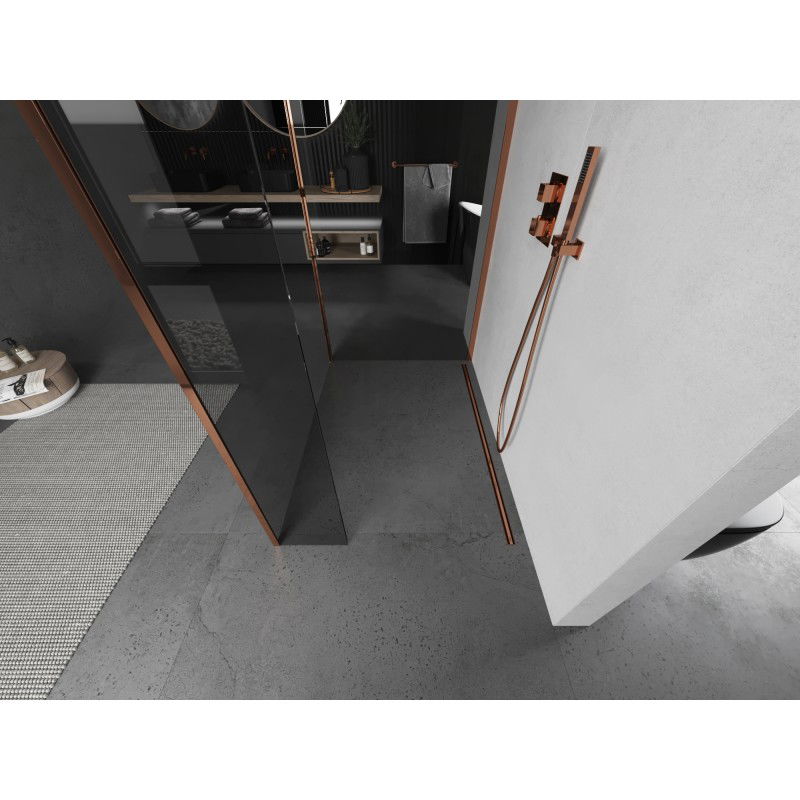 Mexen Kioto Walk-in zuhanyfal 130 x 105 x 40 cm, átlátszó, rózsaszín arany - 800-130-105-221-60-00-040