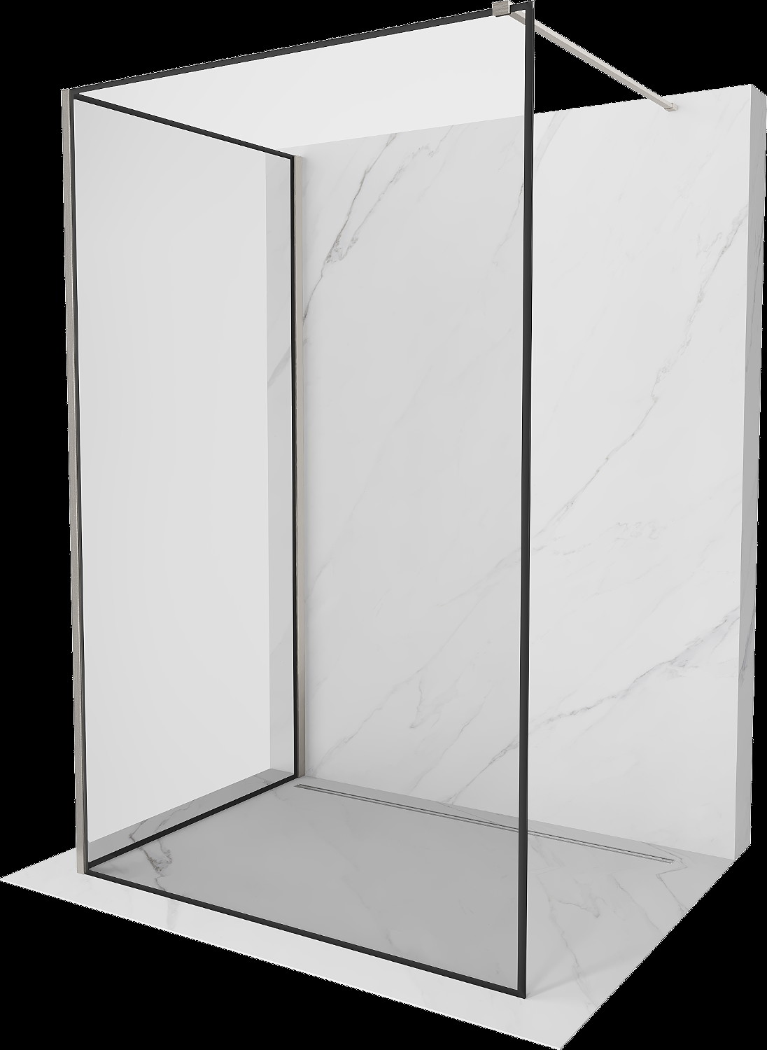 Mexen Kioto perete walk-in 120 x 100 cm, model negru, nichel periat - 800-120-212-97-70-100