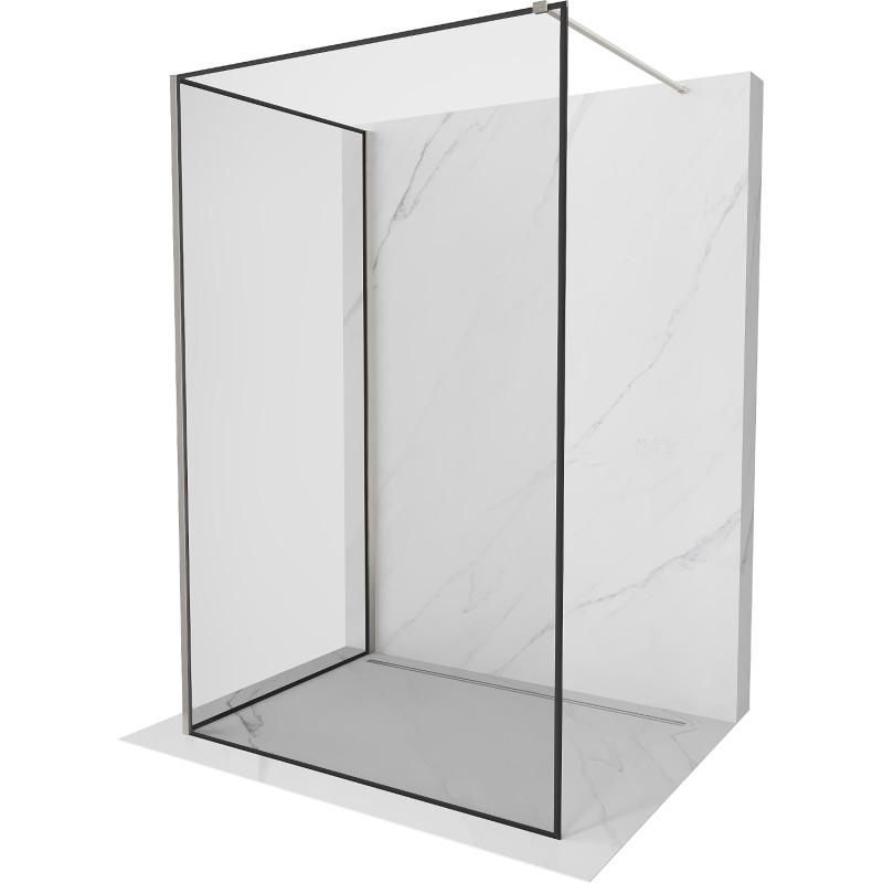 Mexen Kioto 140 x 110 cm-es Walk-in zuhanyfal, fekete keret, kefefiny nikkkel - 800-140-212-97-70-110