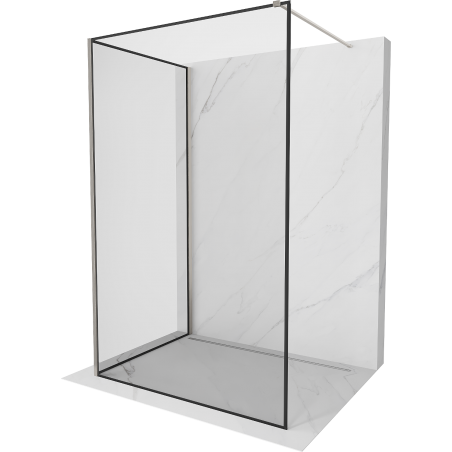 Mexen Kioto 140 x 110 cm-es Walk-in zuhanyfal, fekete keret, kefefiny nikkkel - 800-140-212-97-70-110