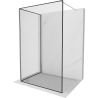 Mexen Kioto 140 x 110 cm-es Walk-in zuhanyfal, fekete keret, kefefiny nikkkel - 800-140-212-97-70-110