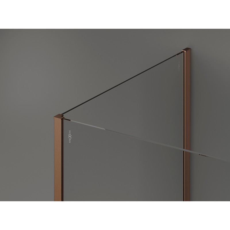 Mexen Kioto perete de duș Walk-in 120 x 70 x 30 cm, transparent, cupru periat - 800-120-070-221-65-00-030