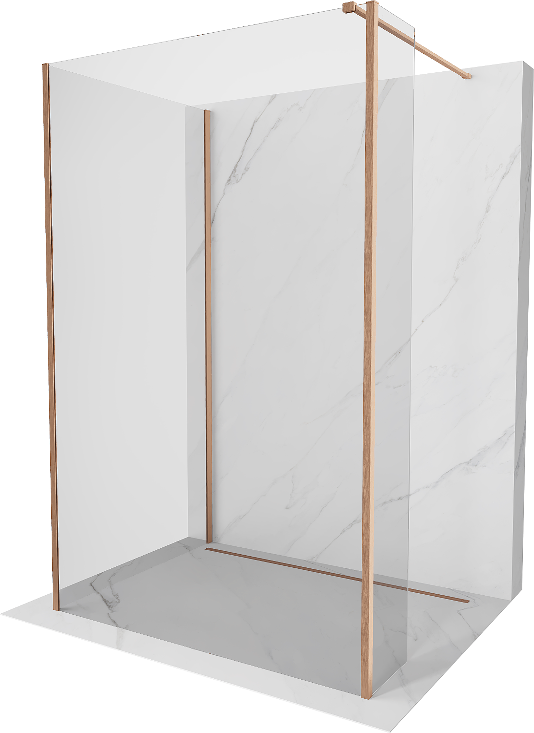 Mexen Kioto perete duș Walk-in 110 x 75 x 30 cm, transparent, cupru periat - 800-110-075-221-65-00-030